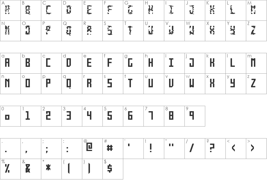 Monolyth font character map preview
