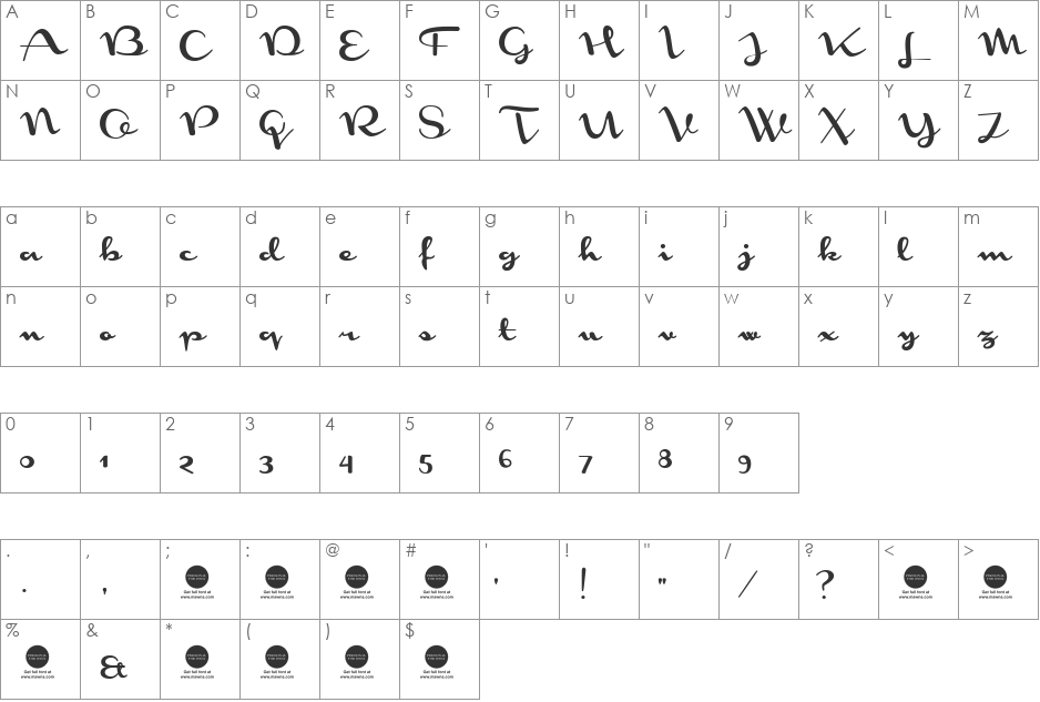 Monoment font character map preview