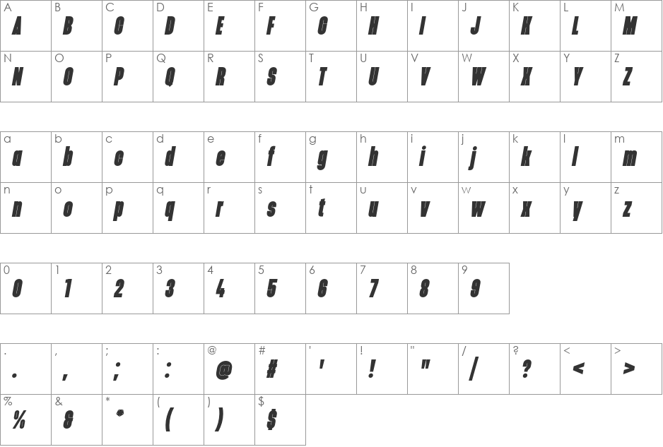 Monopol font character map preview
