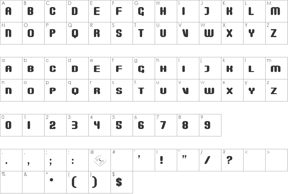 Monster font character map preview