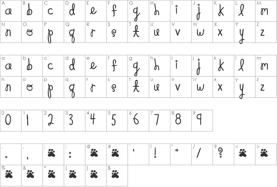 Monster Paparazzi font character map preview