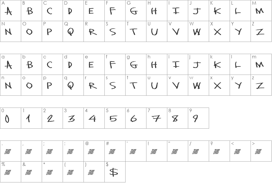 MonsterSlash font character map preview