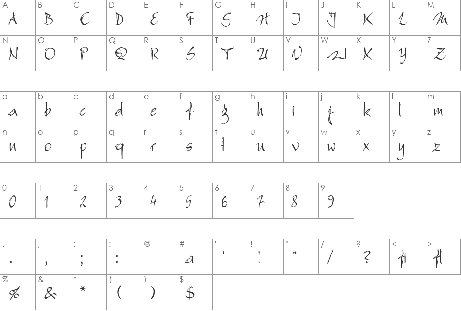 MONT BLANC font character map preview