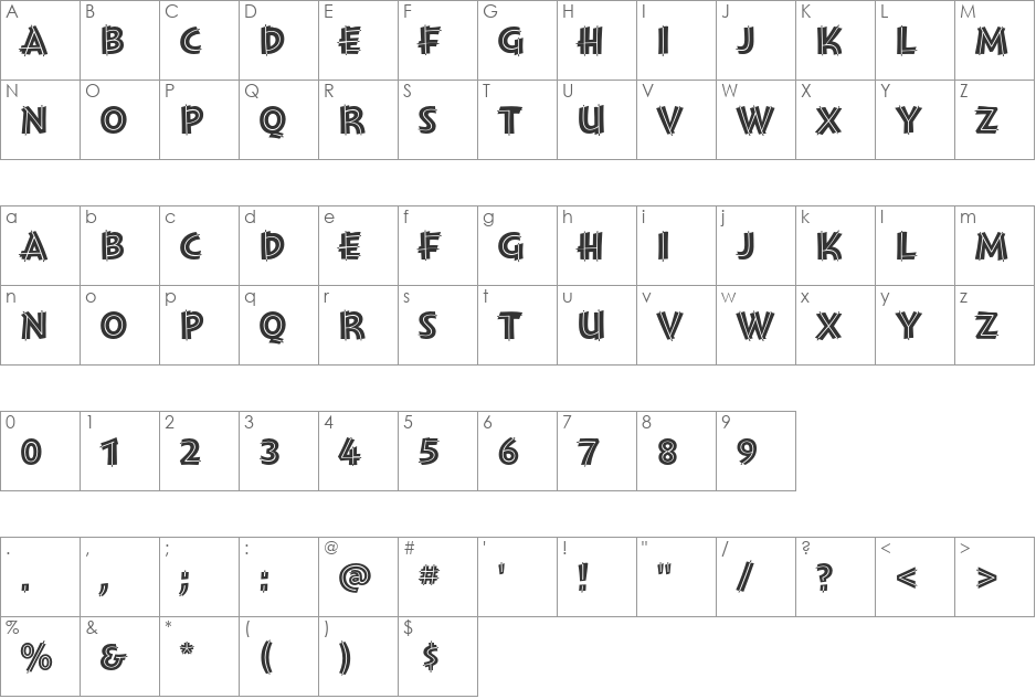 Montara font character map preview