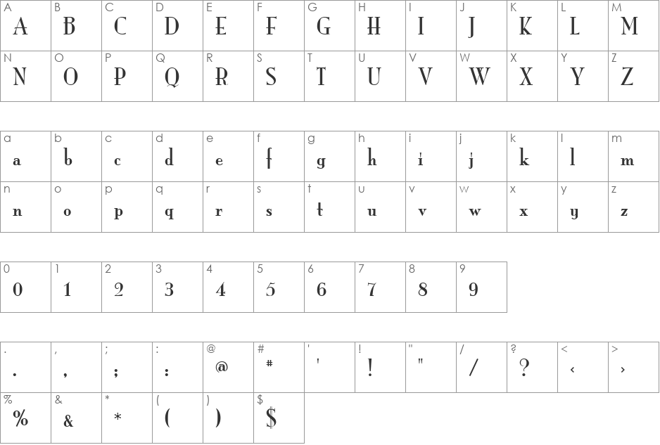 MontBlanc font character map preview