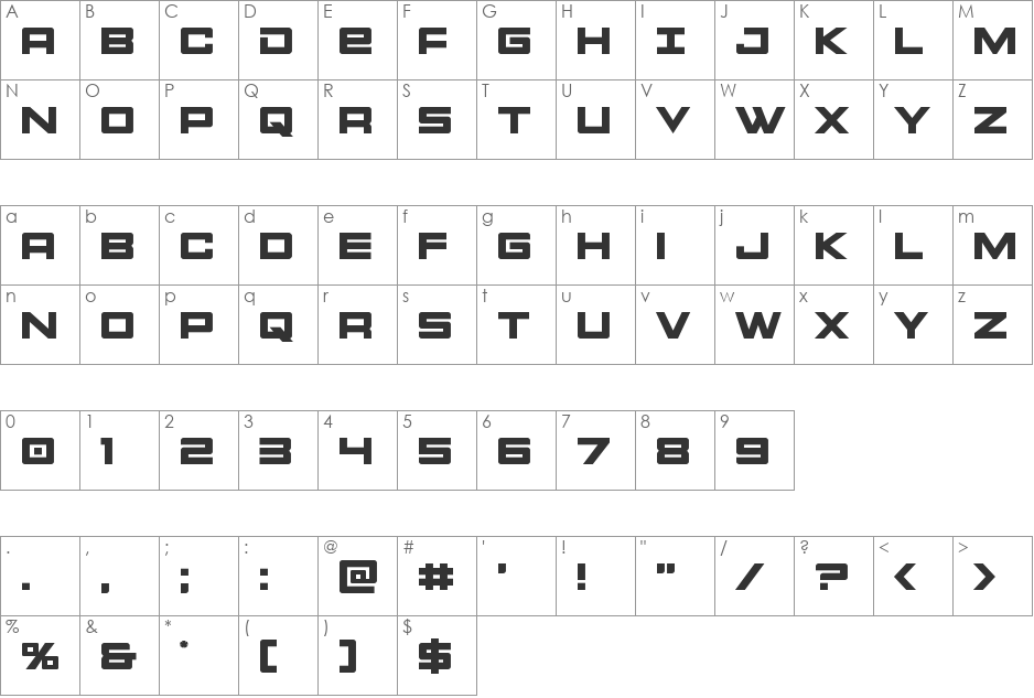 Montroc Super-Italic font character map preview