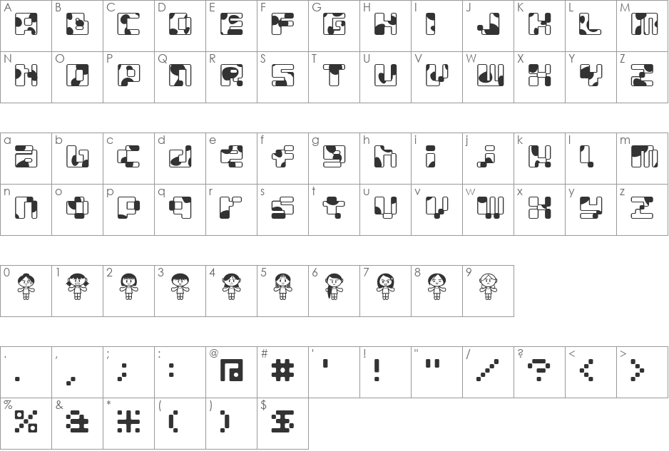 MOO font character map preview