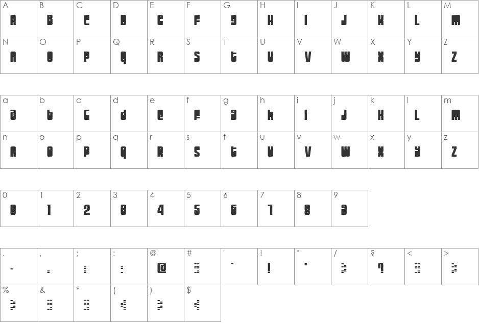 Moog Schmoog font character map preview
