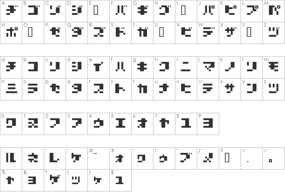 MOOKANA font character map preview