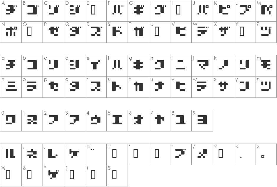 MOOMILK font character map preview