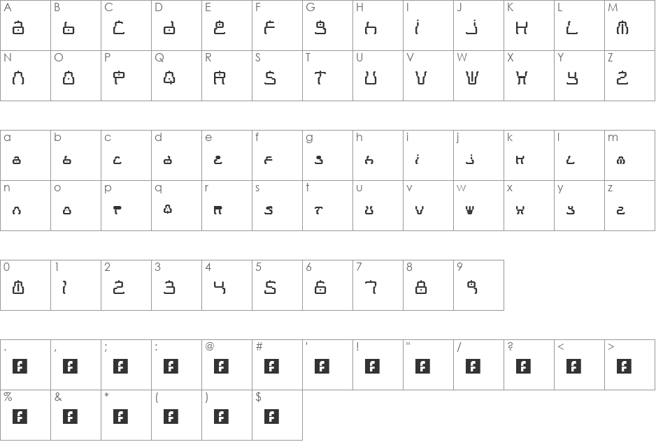 Moonbase Tokyo font character map preview