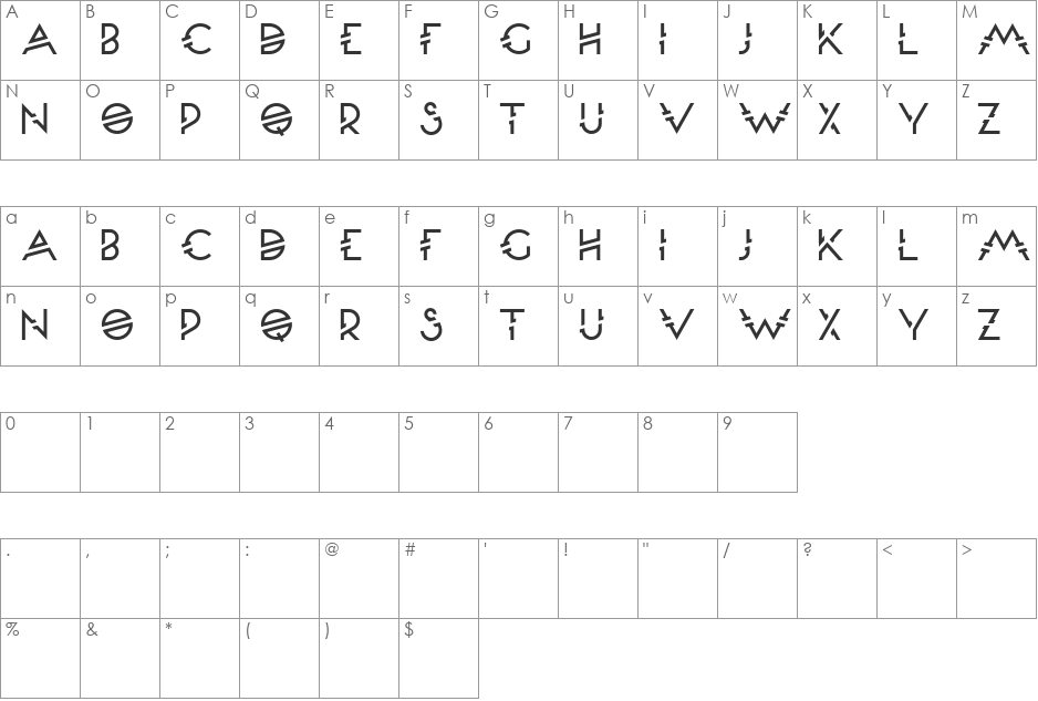 Moondance font character map preview