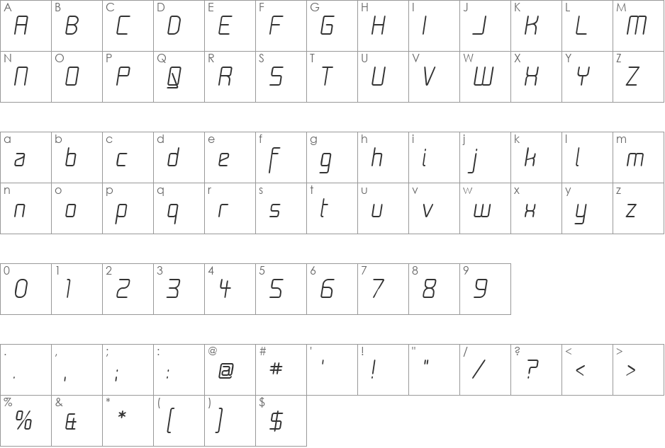 Moondog Fifteen font character map preview