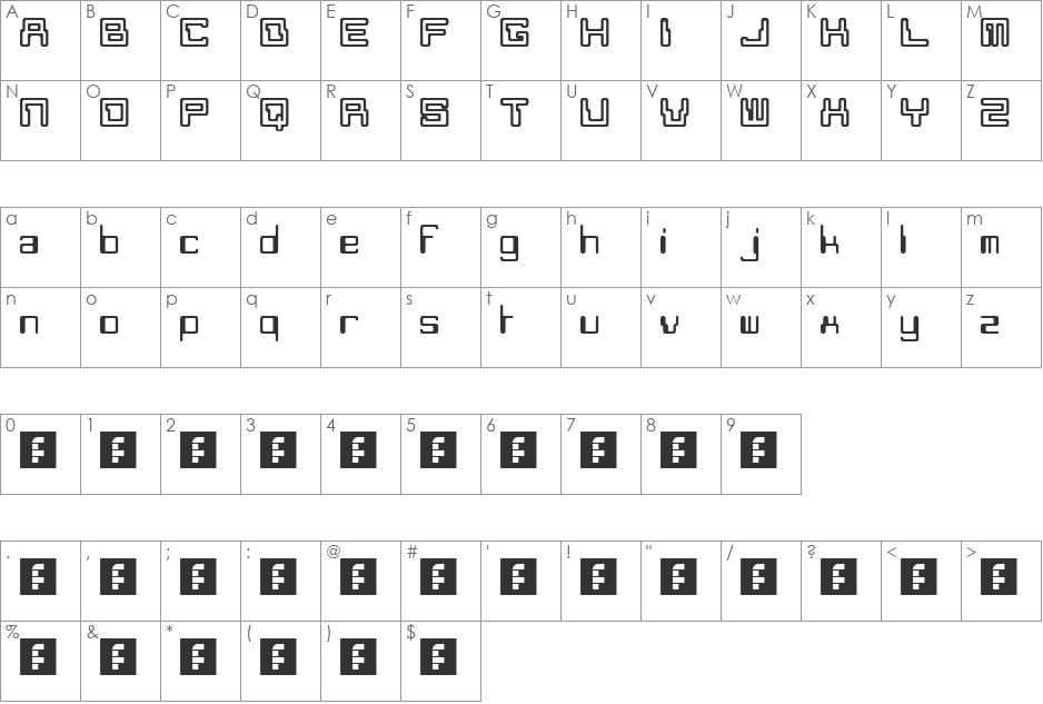 Moonmonkey font character map preview
