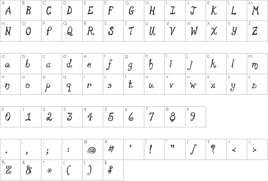 moonpie font character map preview