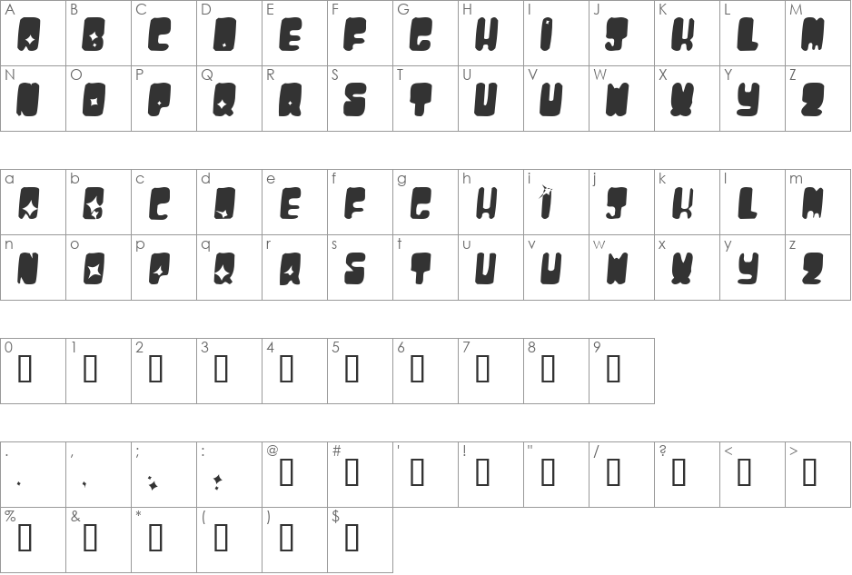MoonPie Cadet font character map preview