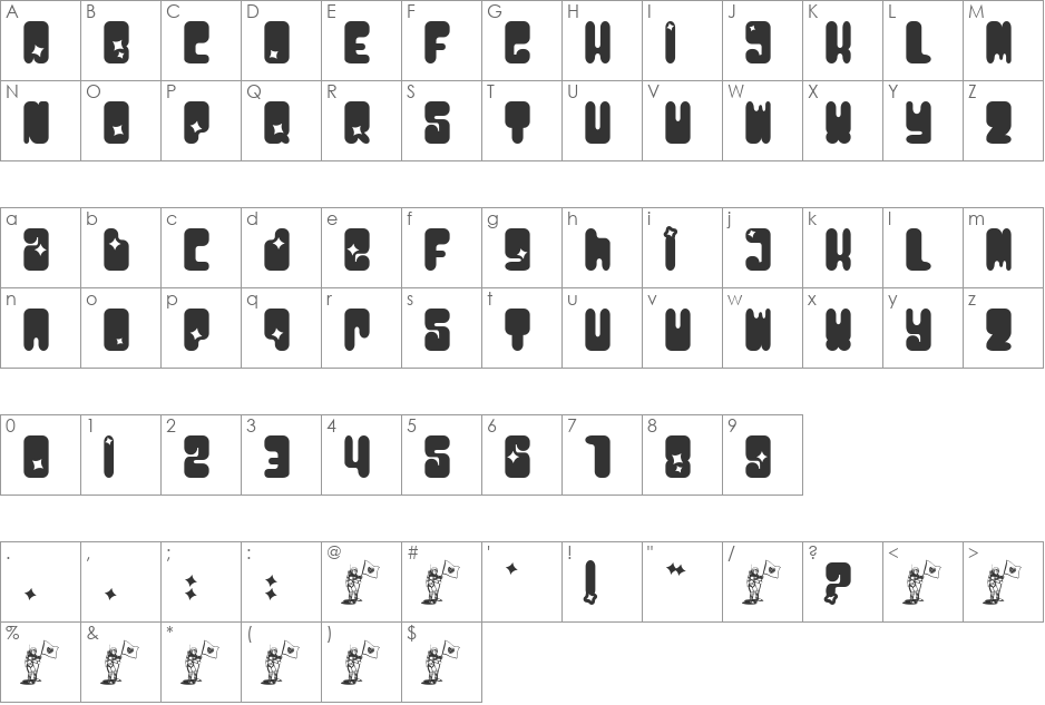 MoonPie Cadet font character map preview