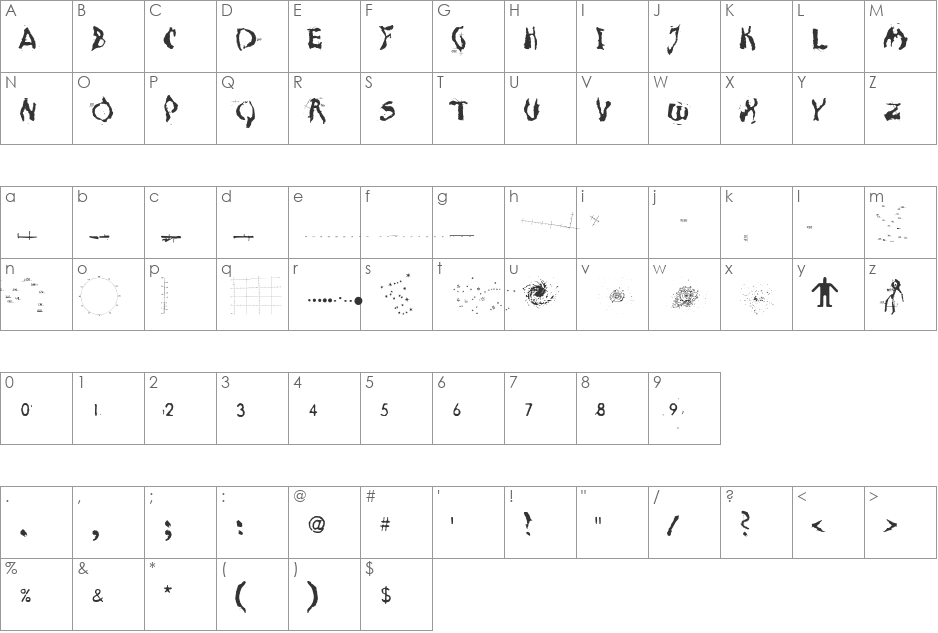 Moonscape font character map preview