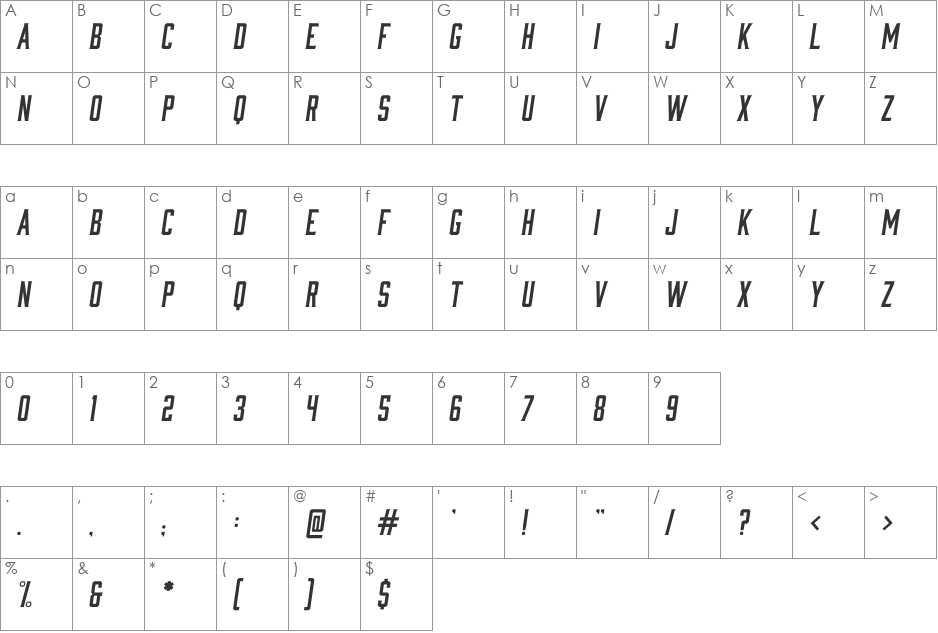 Moonshiner font character map preview
