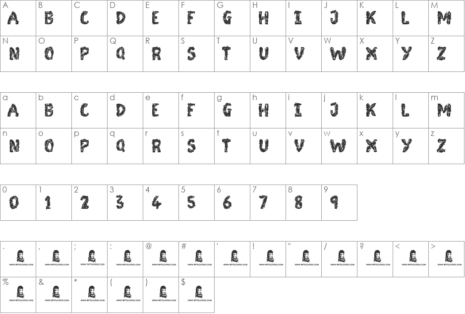 Moonstreet font character map preview