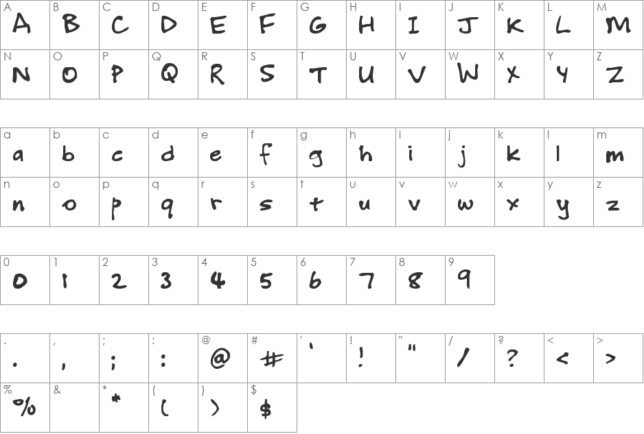Moorot Dark font character map preview