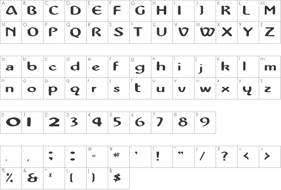 Mor font character map preview