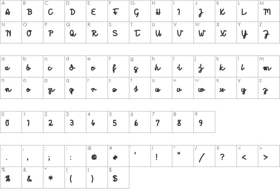 Morado Marker font character map preview