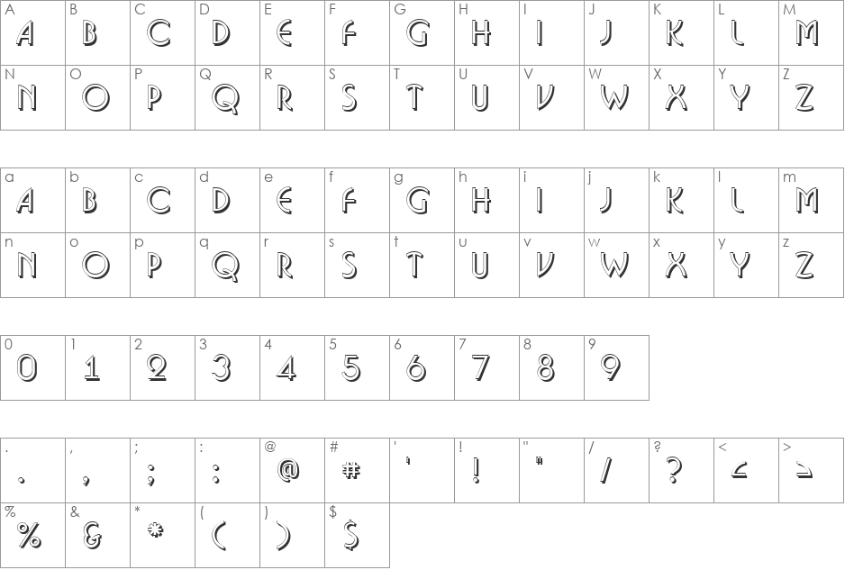 a_BosaNovaSh font character map preview