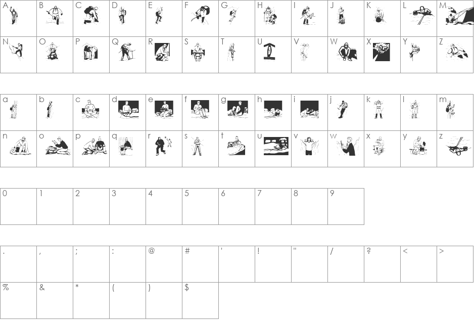 MoreClimbing font character map preview