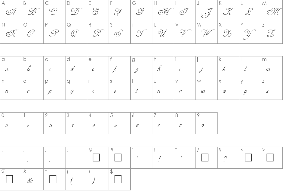 Morelle font character map preview