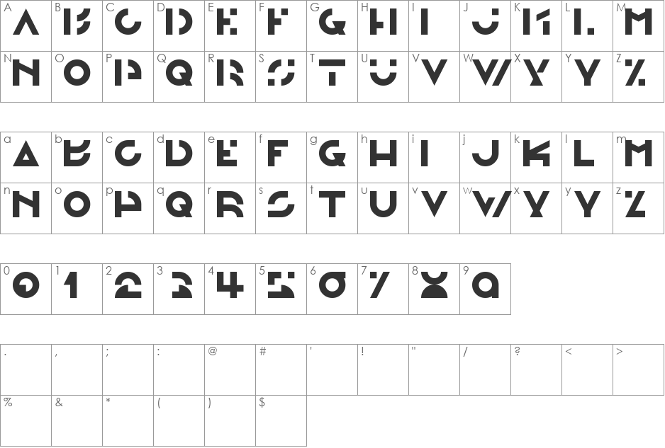 Morgante font character map preview