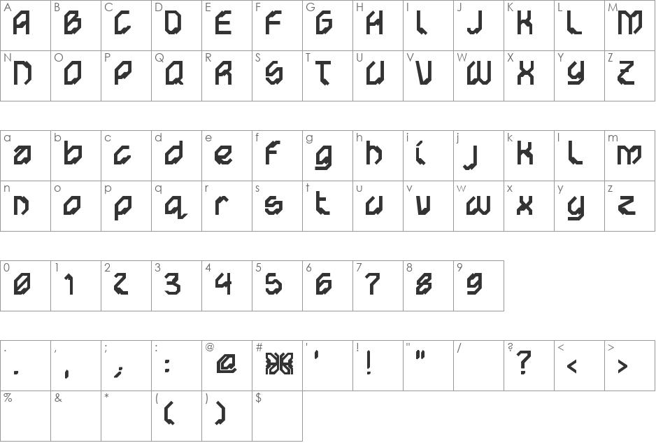 Morgenroethe font character map preview
