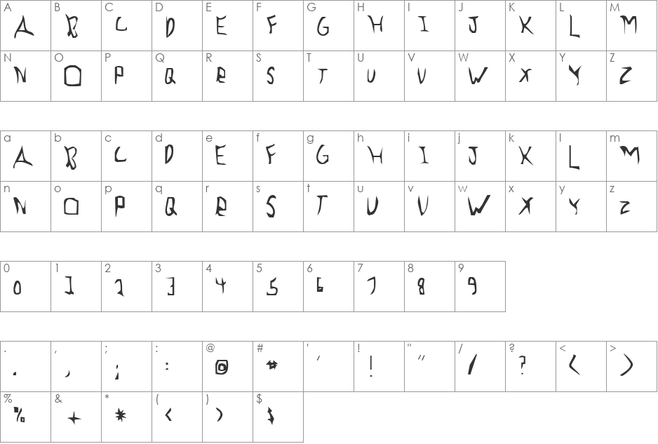 Morin font character map preview