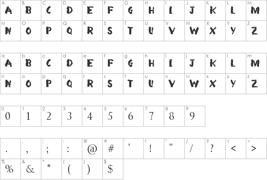 Morning font character map preview