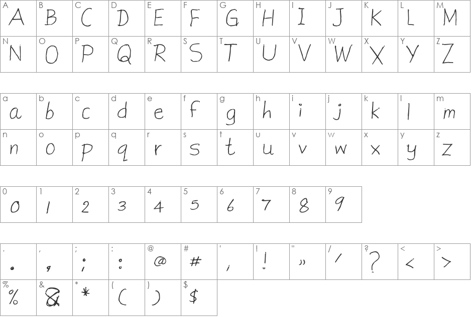 Morning Coffee font character map preview