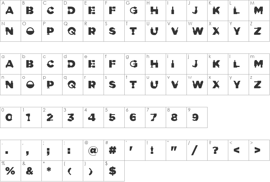 Morning Glory font character map preview