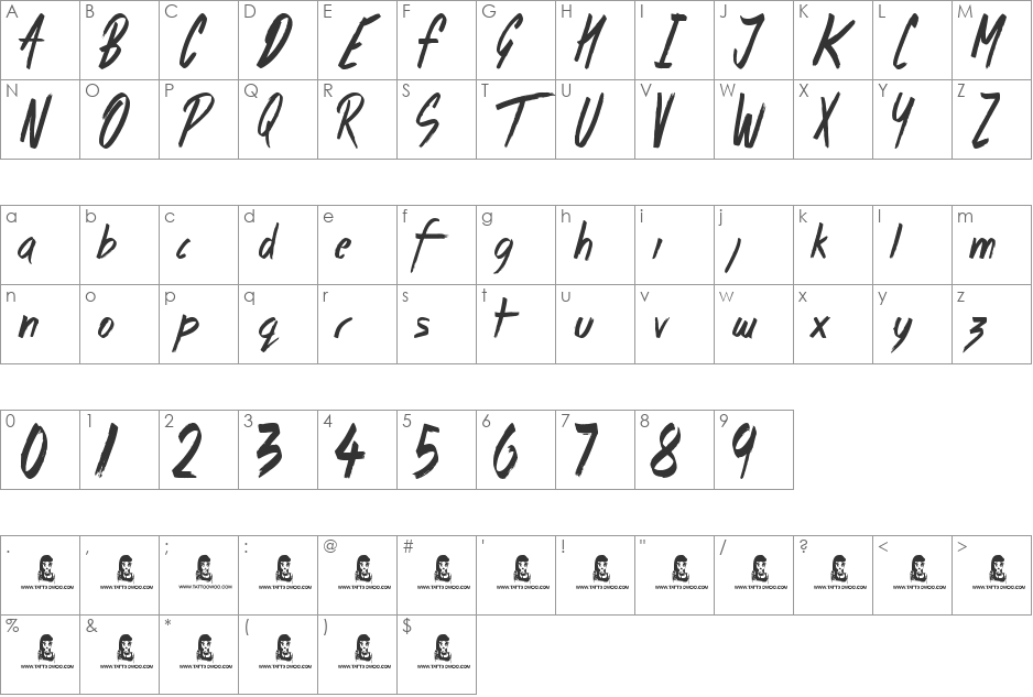 Morning Star font character map preview