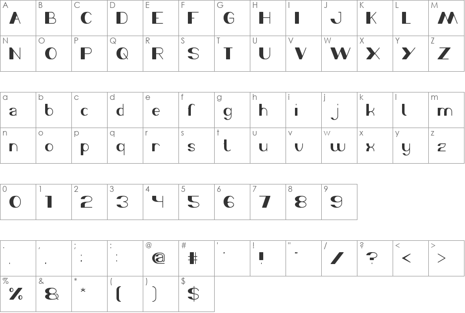Morning Sunshine font character map preview