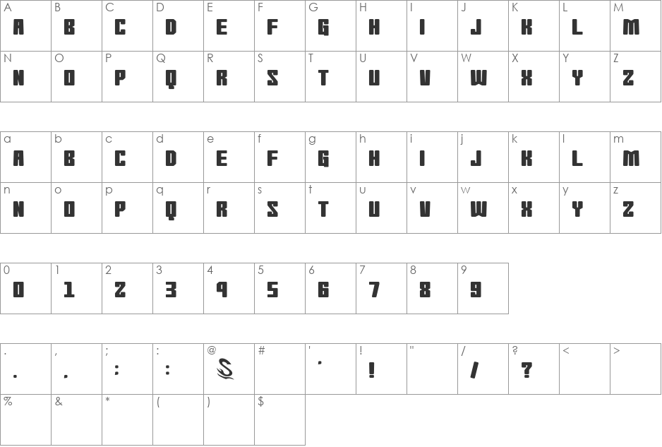 Morning Wasabi font character map preview