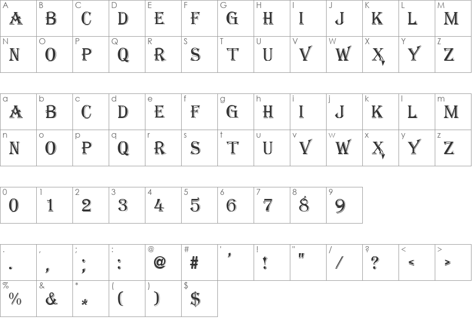Morocco font character map preview