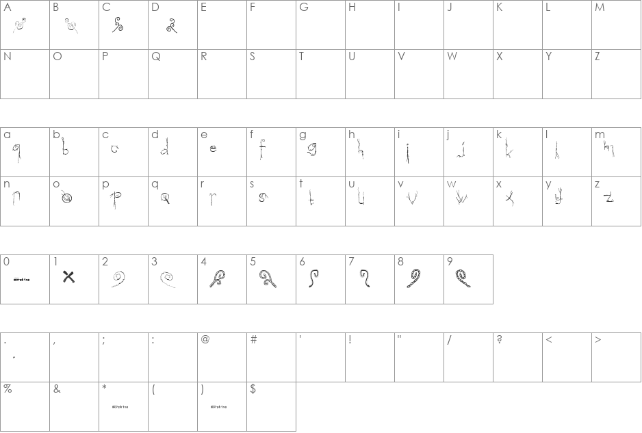 Morphina font character map preview