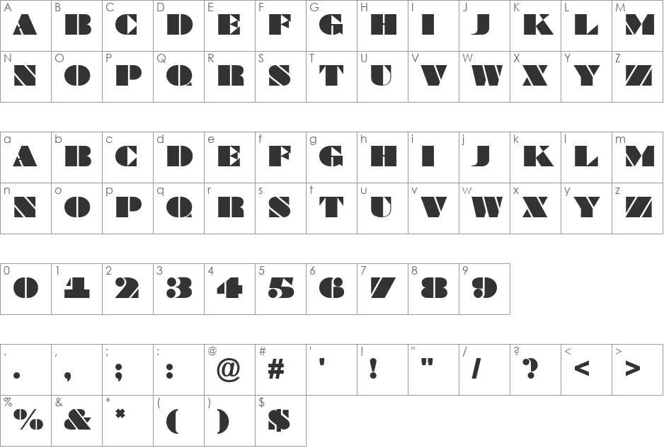 a_BraggaTitul font character map preview