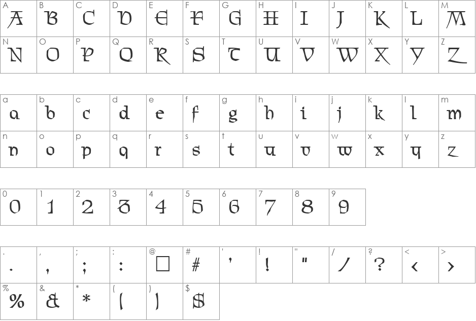 Morris SF font character map preview