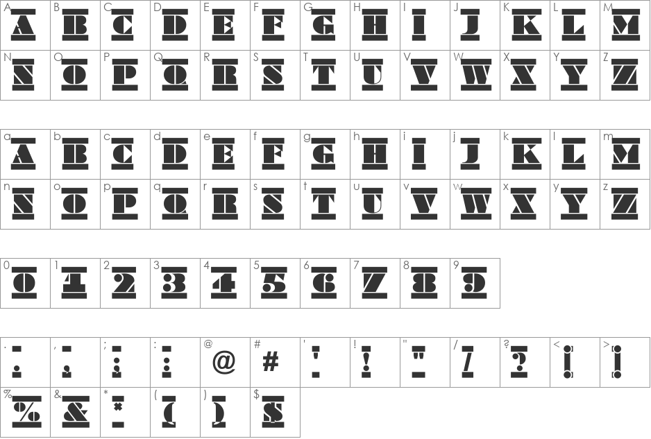 a_BraggaTitulDcFr font character map preview