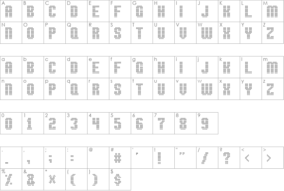 Morse Code font character map preview
