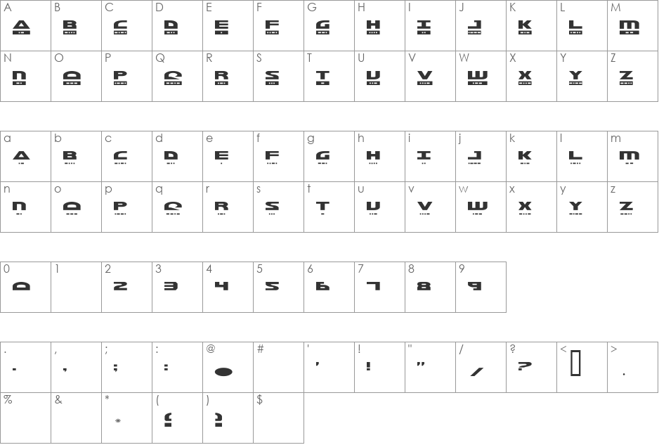 Morse Kode font character map preview