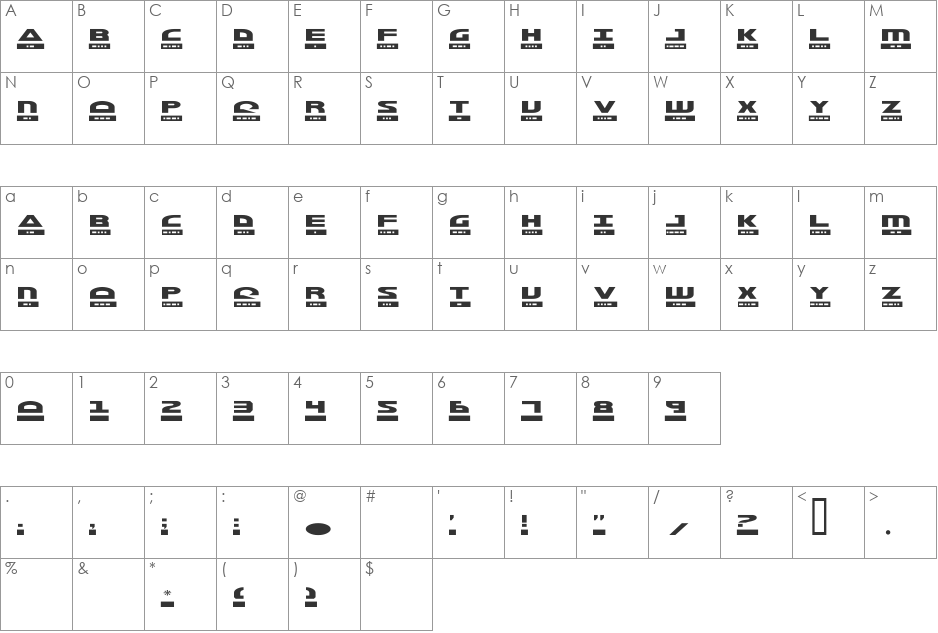Morse Kode2 font character map preview