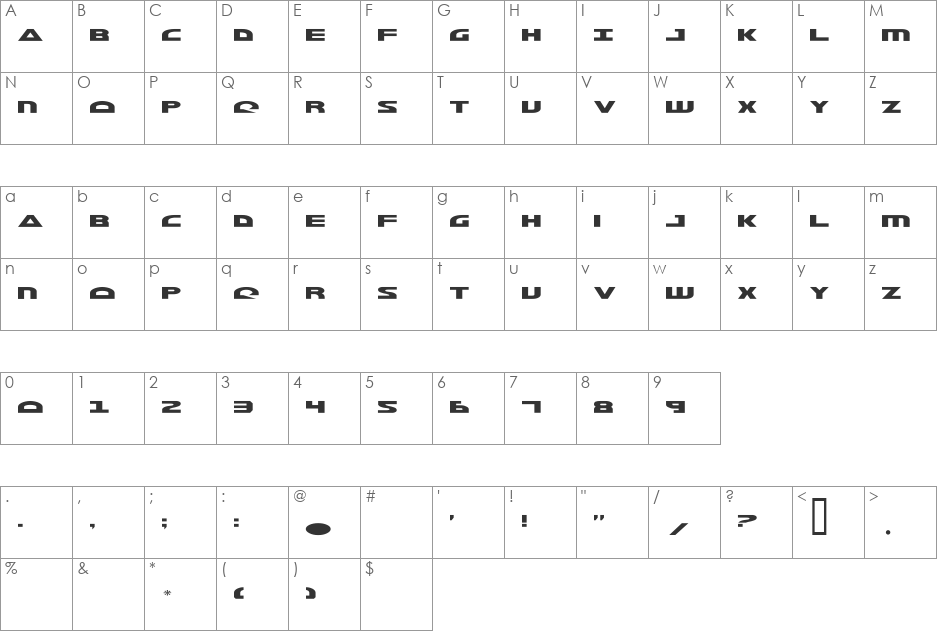 Morse NK font character map preview