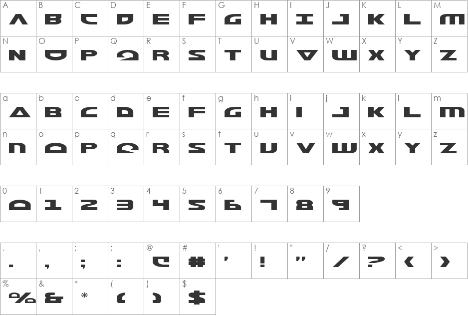 Morse NK font character map preview