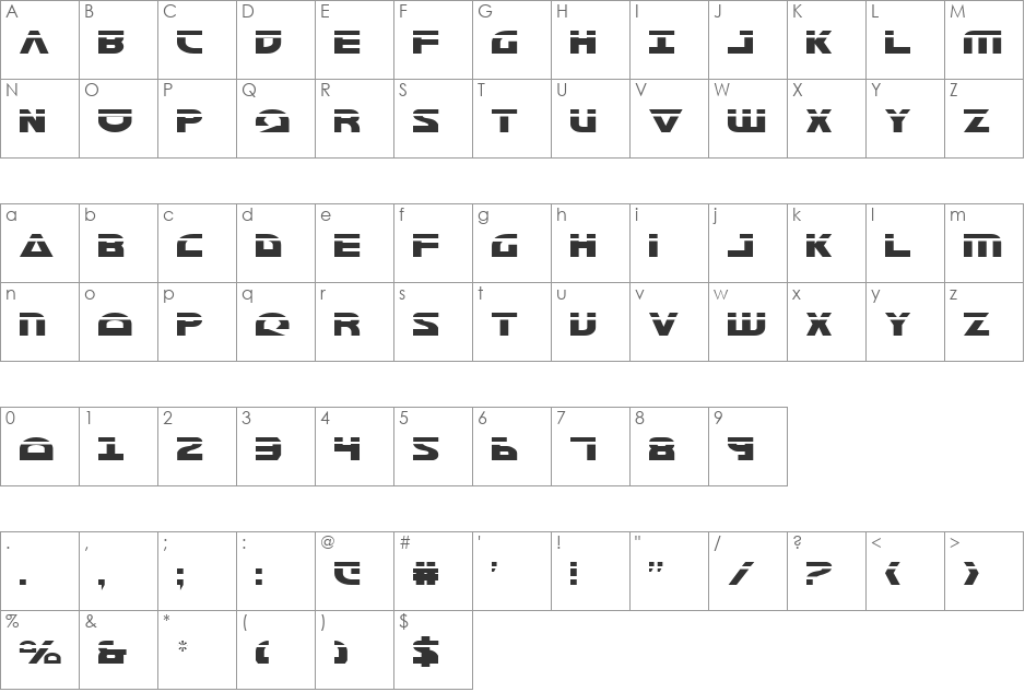 Morse NK Condensed Laser font character map preview
